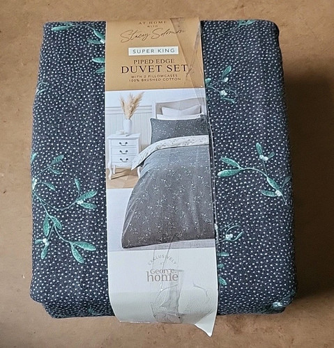 Neu Stacey Solomon Creme Mix Gebürstete Baumwolle Mistelzweig Bettbezug Set Super King - Bild 1 von 9