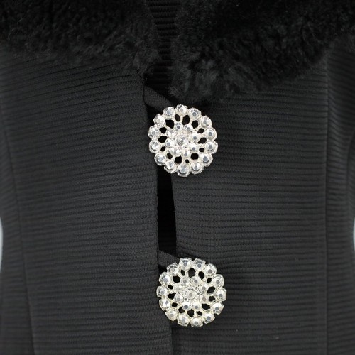 Joseph Ribkoff Creations Skirt Suit Womens 10 Black Faux Fur Neck Cuffs Vintage - Picture 5 of 18