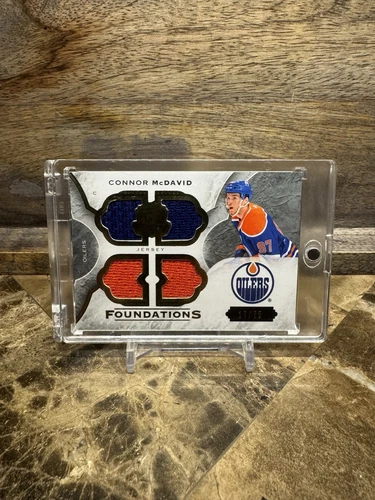 CONNOR MCDAVID #/75 2015 UPPER DECK THE CUP #CF-CM WORN QUAD JERSEY ROOKIE