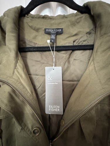 Eileen Fisher Hooded Anorak Army/Olive Green Utility Long Jacket SZ 1X NWT $368 - Picture 4 of 18