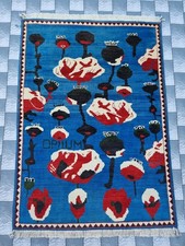  Rug Afghan Handmade  Vintag  Rug Baluchi Wool With Opium Design Rug 120x80cm