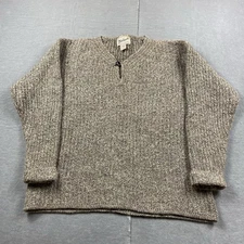 Woolrich Sweater Womens Large Wool Keyhole Button Pullover Brown Knit Outdoor