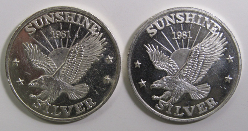 1981 1oz .999 Fine Silver Sunshine Mint Eagle Rounds (Lot of 2)