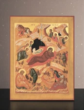 Nativity of Jesus – Orthodox Icon of the Birth of Christ 23x30 cm (9"x12")
