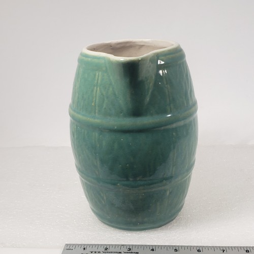 VTG 8+" Unbranded Pottery Barrel Pitcher Planter Vase Centerpiece Catchall - Picture 7 of 15