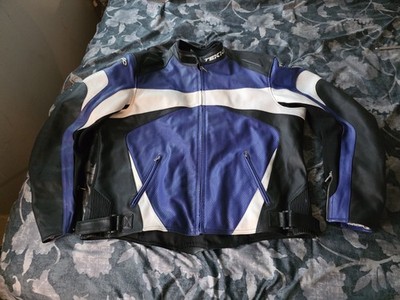 Teknic Motorcycle Leather Racing Jacket Men's 54 Blue Black White