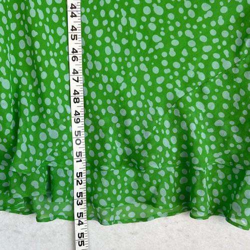 Cynthia Howie Damen Seide Maxikleid grün grau Aquarell Punkte Größe 8 - Bild 5 von 8