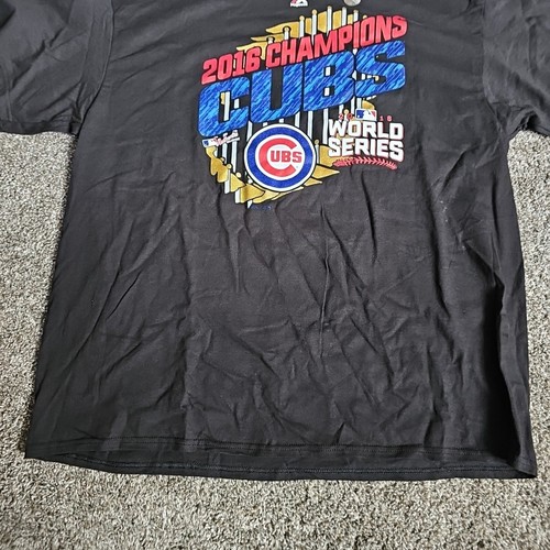 NWT Chicago Cubs World Series Champions 2016 Size 2XL Black Short Sleeve Shirt - Picture 6 of 7