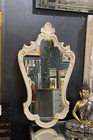 Antique Oval Ornate Design Wall Mirror Ivory White Vintage 81x46cm Metal Fix