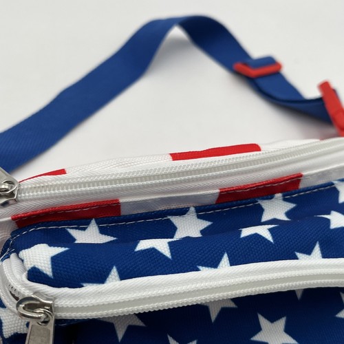 American Flag Belt Bag Fanny Pack Stars Stripes Adjustable New NWT Multi Pocket - Picture 4 of 10
