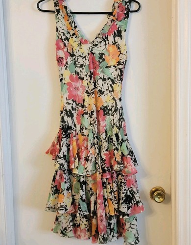 LRL Womens Dress Sz S  Baby Doll Fit & Flare Floral Ruffle Tiered Flowy  - Picture 3 of 13