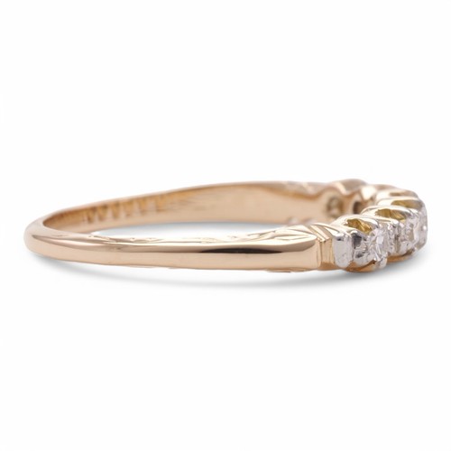 ORNATE BEAUTY Vintage 18K Yellow Gold Six Single Cut Diamond Eternity Band Ring - Bild 7 von 8