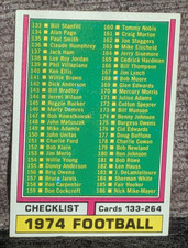 1974 Topps Football Checklist 262 2nd Series 133-264 Unmarked EX 