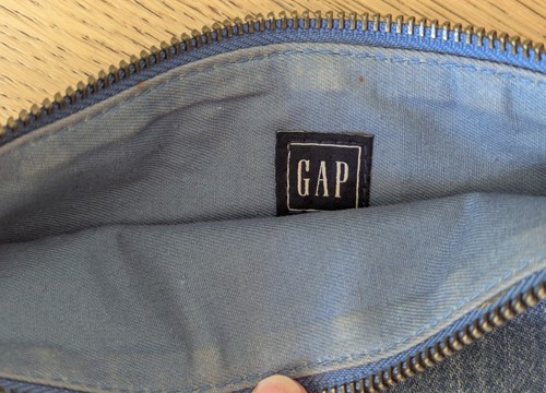 GAP Denim Patchwork Shoulder Bag Small Crossbody Purse with Rope Strap - Picture 3 of 3