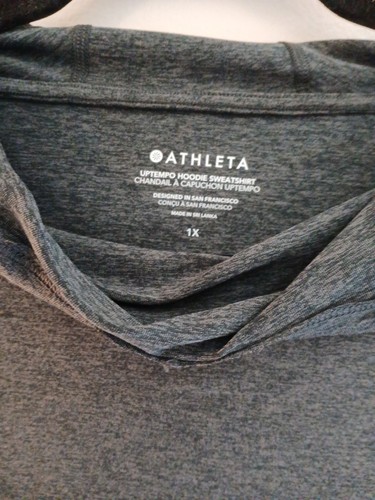 Athleta Womens Sweatshirt Sz 1x Uptempo Hooded Grey EUC Athletic Athleisure - Picture 3 of 15