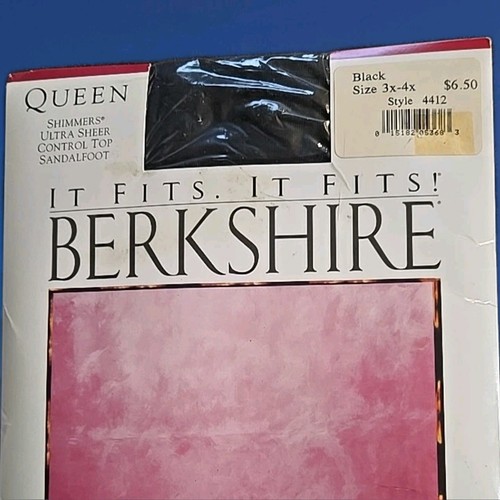 2 Pairs Berkshire Pantyhose Queen Size 3X-4X Control Top Brown&Blue Vintage New - Picture 8 of 11