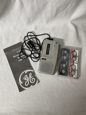 GE 35383 Handheld Cassette Voice Recorder AVR Tested Extra Tapes /Mic Manual VTG