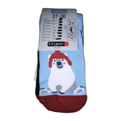 Socken Gr. 27-30 Ergee blau  / rot weihnachtlich m. Weihnachtsmann, Eisbär & 