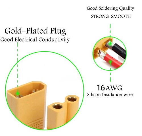 5 Pairs XT30 Pigtail,XT30 Male and Female Plug,XT30 Connector Adapter with 10cm - Picture 3 of 4