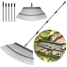 Rake for Leaves Heavy Duty 72 Inch Long Expandable Leaf Rake, 18 Inch Wide Ga...
