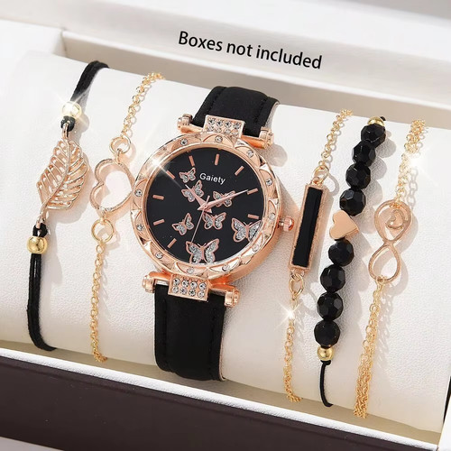 6-teiliges Set Uhr für Frauen Luxus Leder Analog Damen Quarz Armbanduhr - Bild 9 von 30