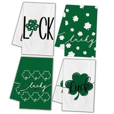 s Kitchen Towels, Green Clover Shamrock Lucky St. 16x23.5 in St Patrick