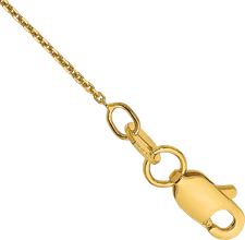 14K Solid Yellow Gold 0.8mm Round Cable Rolo Link Chain Anklet Bracelet
