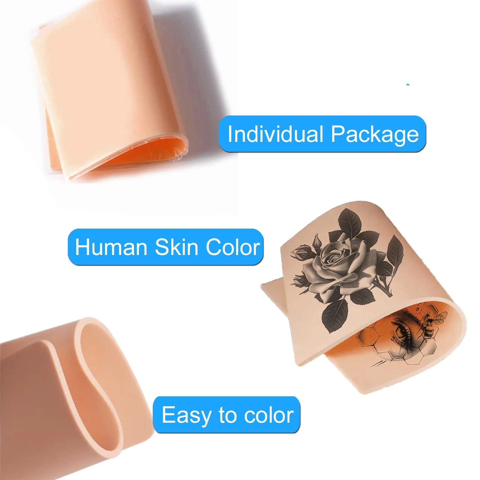 3mm Tattoo Fake Skin MIUXIA 10pcs Tattoo Skin Practice 7.4x5.6" 3mm Thick Tattoo - product detail image 4