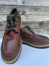 Georgia Giant Brown Leather Moc Toe Lace-Up Work Shoes Oil Resistant Lug Sole