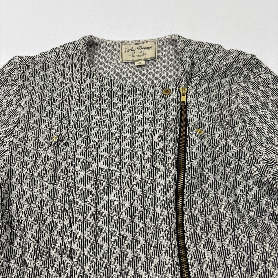 Chaqueta para mujer Lucky Brand M gris negra con cremallera manga larga Marnie Active Knit Foto 3 de 4