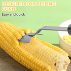 2PC Corn Peeler Stainless Steel Corn Cob Stripping Tool w/ Hook Long Handle Corn