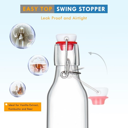YEBODA 6 confezioni 4 oz bottiglie di vetro swing top, piccolo flip 4 oz/120 ml, trasparente - Foto 5 di 8