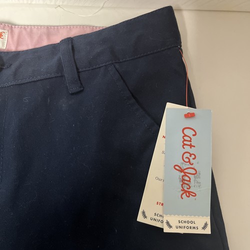 Cat & Jack Girls Stretch Straight Fit School Uniform Pants; Navy Blue, 16 - Picture 2 of 9