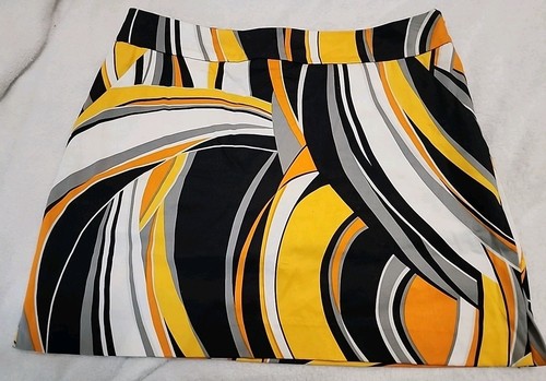 Loudmouth Swirls Gone Wild Yellow Skort Womens Size 8 Golf Retro Mod Print NWOT