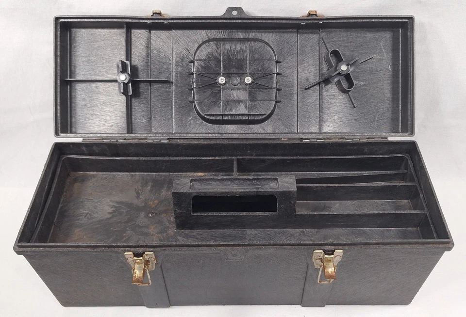 Vintage Contico Tuff Box 26" Caixa de Ferramentas Preta com Bandeja Utilitária Feita nos EUA 39124-1 - Imagem 3 de 4
