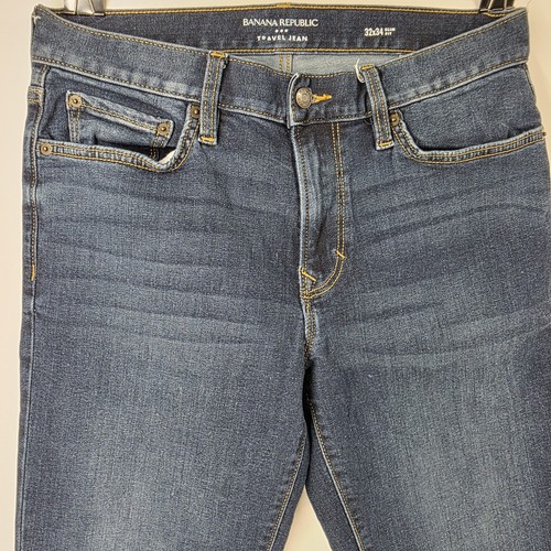 Jeans Banana Republic uomo 32x34 pantalone blu slim fit viaggiatore adulto elasticizzato - Foto 4 di 24