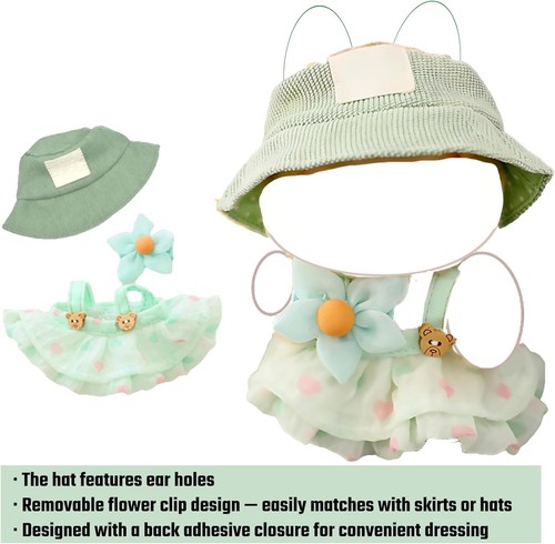 (Clothes Only) 3-Piece Outfit Set with Hat, Pink Dress and Flower Accessories - Picture 11 of 13