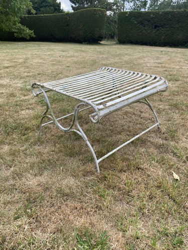 Rare Antique French Wrought Iron Garden Side Table / Footstool – Curved Design - Picture 2 of 8