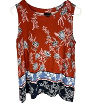 J. JILL Tank Size P Medium Floral Rayon Stretch Sleeveless Spring Summer Resort