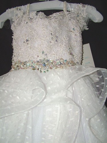 Perfect Angels Little Girls' Beaded Tiered All White Pageant/Flower Gown Dress - Picture 12 of 12