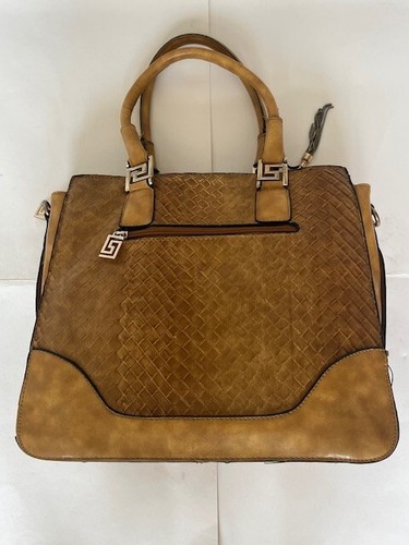Versace - Faux Leather Tote Shopping Handbag - Light Brown/Gold Colour Fixings - Picture 2 of 24