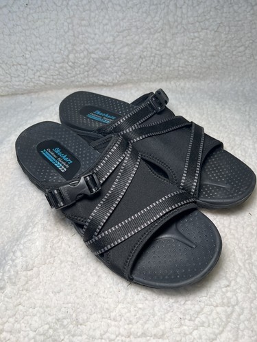 SKECHERS Outdoor Lifestyle Ladies Perfect Planning Slide Reggae Black Size 9