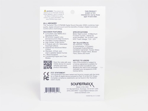 Soundtraxx Tsunami 2 886803 TSU-21PNEM8 Electric DCC / SOUND Decoder 8-Function - Picture 4 of 4