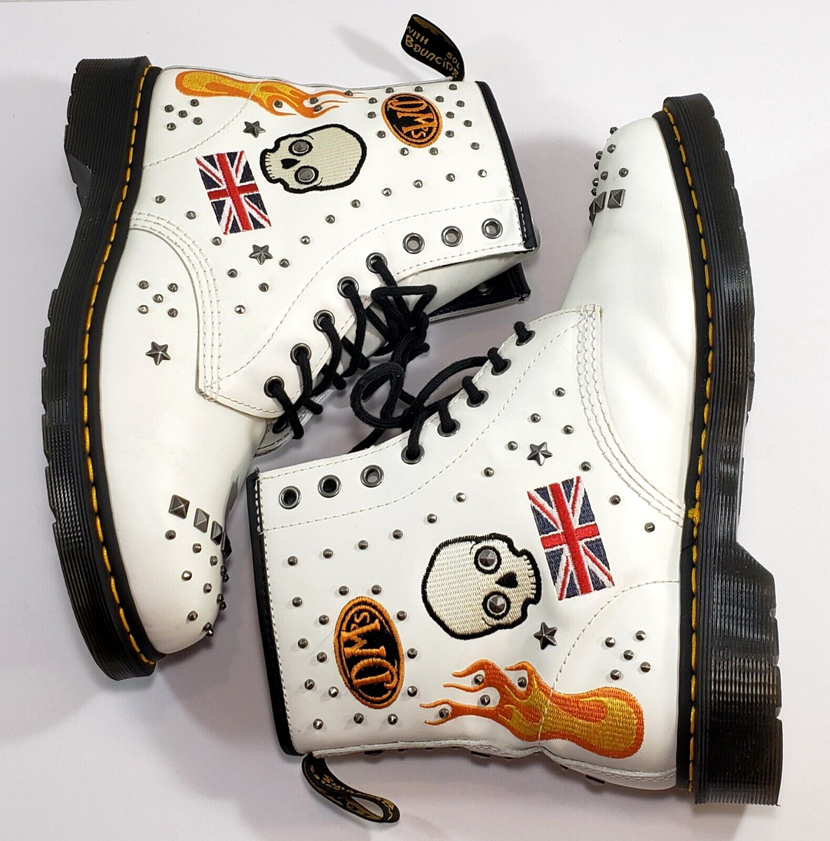 DR MARTENS Boots, 1460 ROCK ROLL, Size 10, Leather, Studs, Rockabilly  *RARE!*