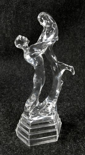 STATUINA CRISTALLO SCULTURA COPPIA AMANTI UOMO DONNA STATUA GLASS FIGURES DESIGN - Foto 1 di 7