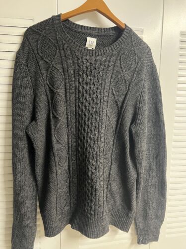 Gap Sweater Crew Neck Cable Knit Size Medium Gray… - image 1