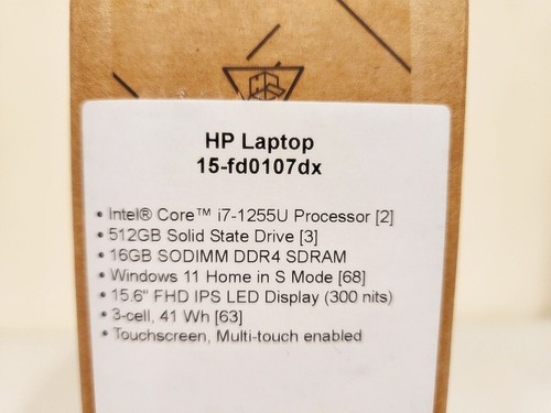 HP 15.6" FHD TouchScreen Laptop Intel Core i7-1255U 16GB 512GB 15-fd0107dx - Picture 4 of 11