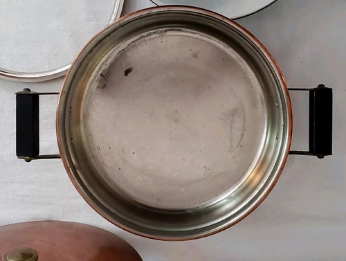 4 Piece Antique Manning Bowman Lidded Copper Serving Dish Casserole Insert 9" - Bild 14 von 23