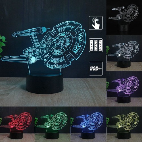 Star Trek USS Enterprise 3D LED Table Lamp Bedside Lamp Reading Lamp 7 Color- - Bild 1 von 17
