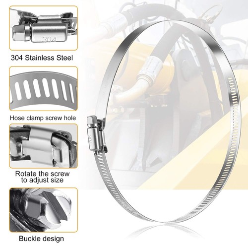 Adjustable 8inch Hose Clip Stainless Steel Duct Clamp Worm Gear Clip Drive Clamp - Bild 5 von 9